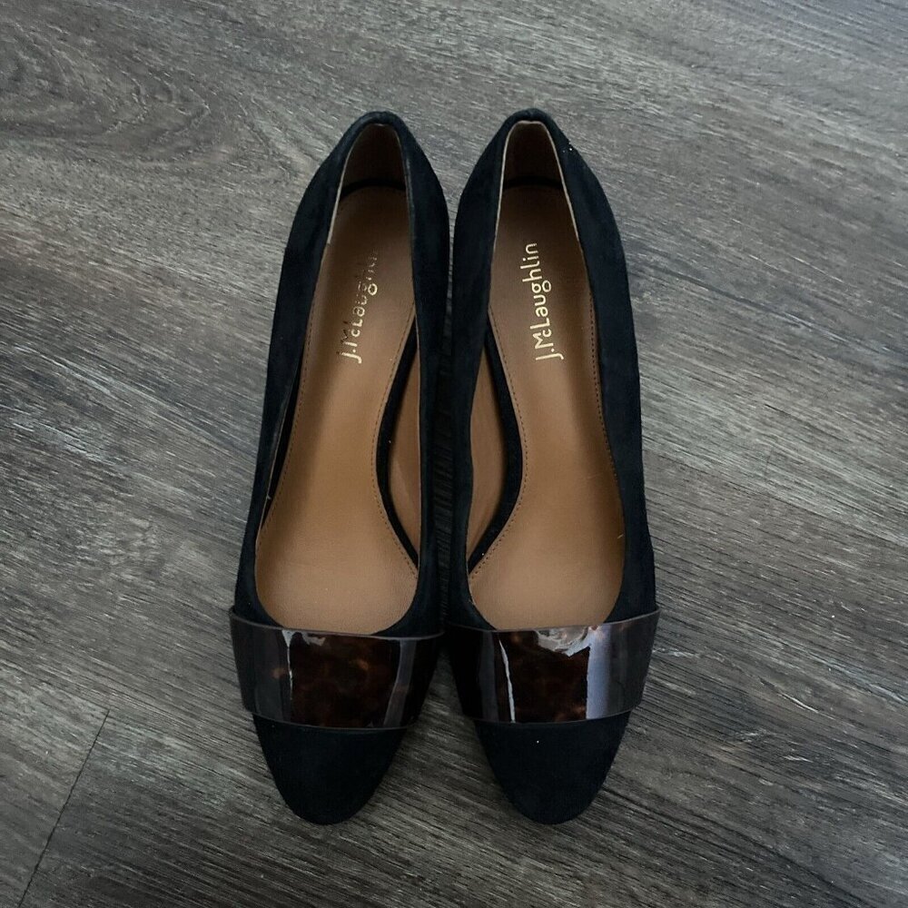 J. Mclaughlin 7 Ciara' Suede Tortoise Black Pumps $258